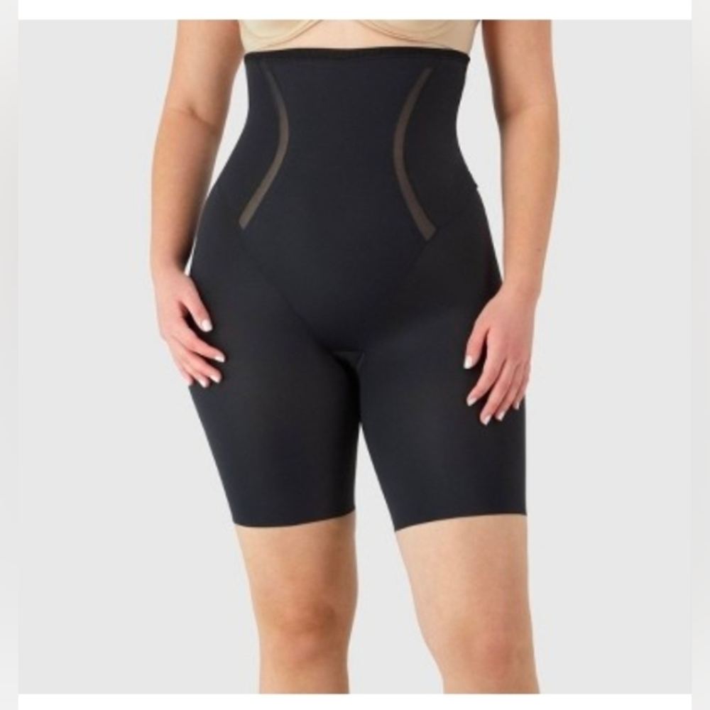 Maidenform Women's Shapewear High Waist Firm Thigh Slimmer Shaping Shorts Black
